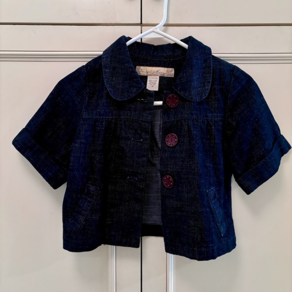 angel kiss indigo denim cropped jacket size medium